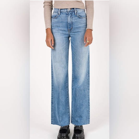 Slvrlake Women’s Grace Wide Leg High Rise Cropped Raw Hem Jeans Size 28 - Picture 1 of 12